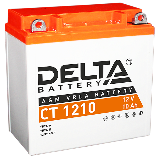 Аккумулятор для мотоциклов и скутеров - DELTA 100А 10A/h 137х77х135мм / CT 1210