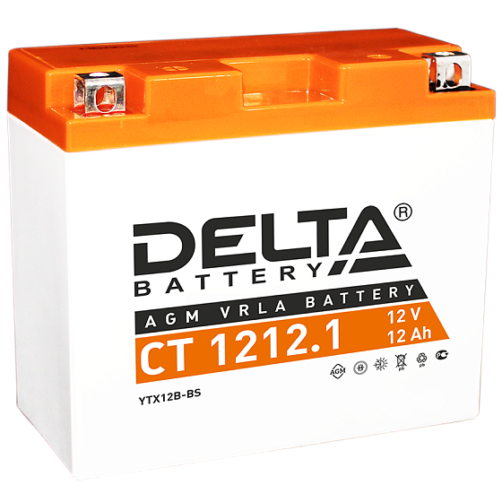Аккумулятор для мотоциклов и скутеров - DELTA 155А 12A/h 151х71х130мм / CT 1212.1