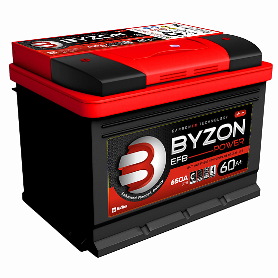 Аккумулятор - BYZON EFB 60A/h (L+) 650А 242х175х190мм / BYZ60L.L2.EFB