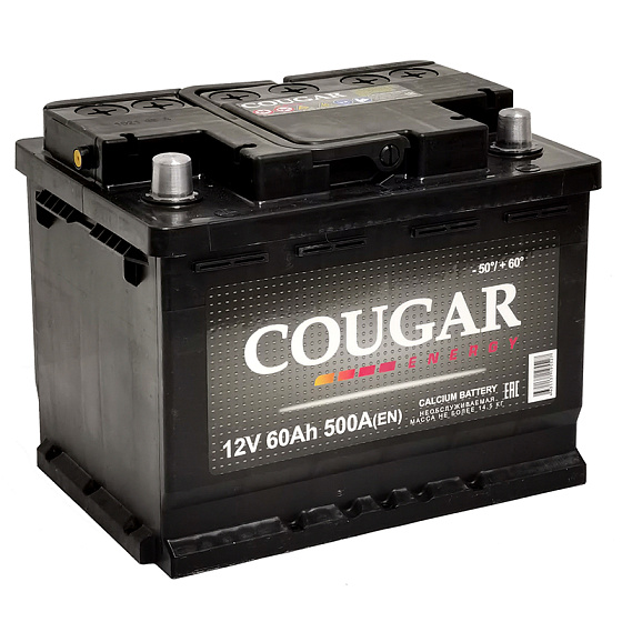 Аккумулятор - COUGAR Energy 60A/h (L+) 500А 242х175х190мм / COU60L.L2.EN