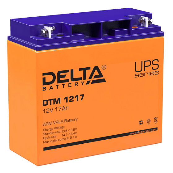 Промышленный аккумулятор - DELTA 12В 17A/h 181х77х167мм / DTM 1217