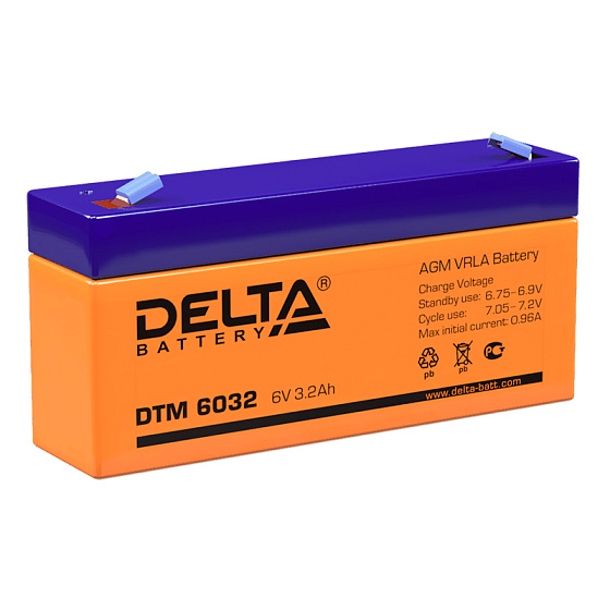 Промышленный аккумулятор - DELTA 6В 3,2A/h 134х34х67мм / DTM 6032