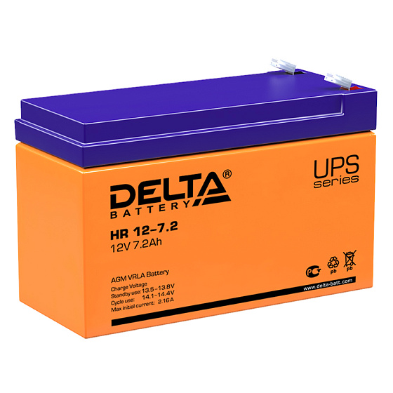 Промышленный аккумулятор - DELTA 12В 7,2A/h 151х65х100мм / HR 12-7.2
