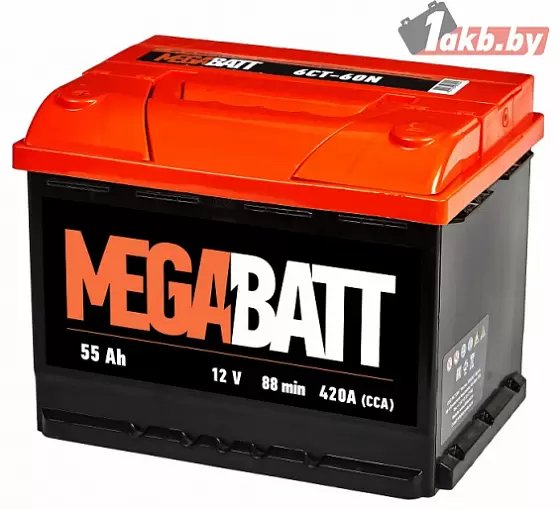 Аккумулятор - MEGA BATT 55 A/H 420А L+ 242x175x190 / 6СТ-55 NR