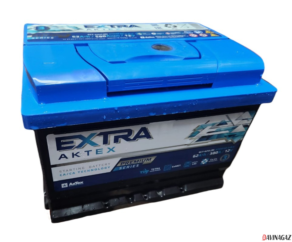 Аккумулятор - AKTEX EXTRA Premium 62Ah 580A (EN) R+ 242x175x175мм / ATEXP62-3-R-n