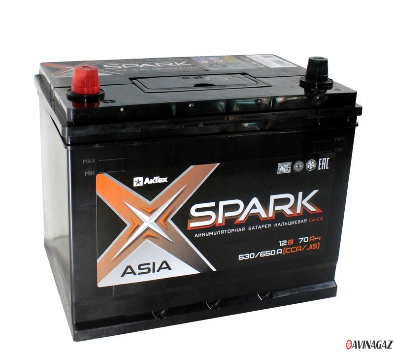 Аккумулятор - SPARK ASIA 70Ah 530/650A (EN/JIS) (L+) 260x175x225мм / SPAA70-3-L